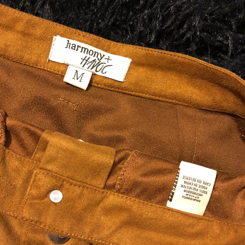 Brown Suede Button A-Line Skirt Size Medium - Picture 3 of 6